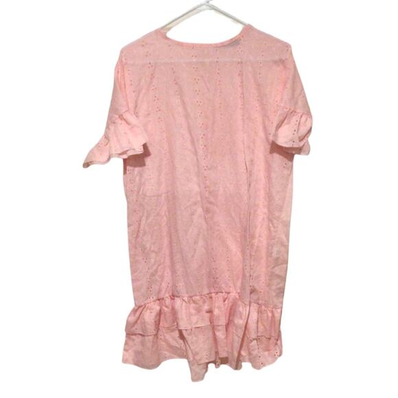 Boohoo Women’s Pink Ruffle Eyelet Shift Dress Size US 10/UK 14 NWT - Picture 1 of 4